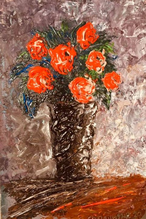 Pittura intitolato "Fiori rossi senza p…" da Andrea Collemaggio, Opera d'arte originale, Acrilico