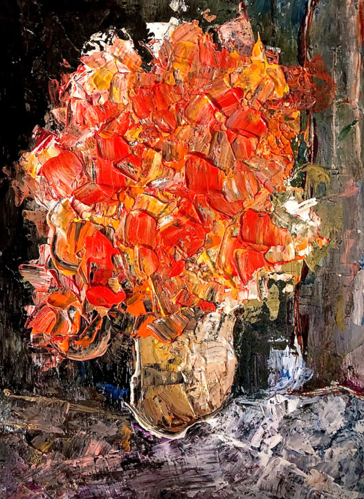 Schilderij getiteld "Fiori in un vaso, s…" door Andrea Collemaggio, Origineel Kunstwerk, Acryl