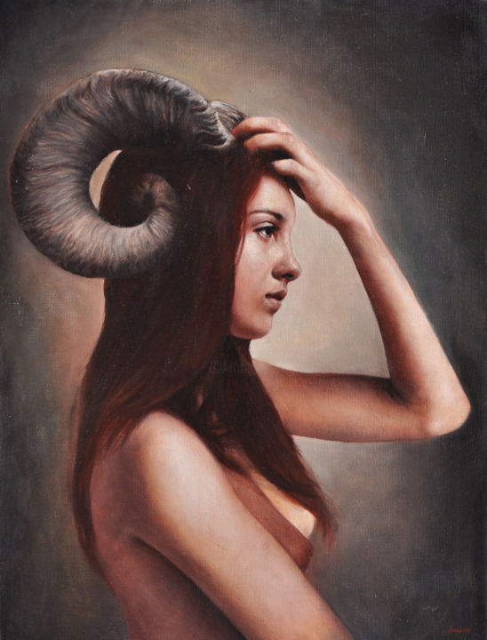 Painting titled "ARIETE" by Andrea Esposito, Original Artwork, Oil