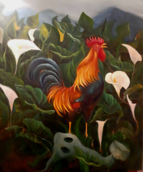Malerei mit dem Titel "El despertador" von Andrea Gedl, Original-Kunstwerk, Öl