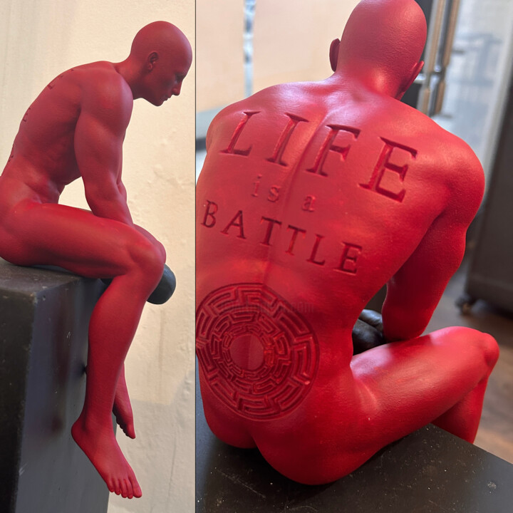 Sculpture titled "LIFE IS A BATTLE" by Andrea Giorgi, Original Artwork, Plastic