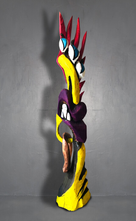 Скульптура под названием "Der Irokäse" - Andrea Halm, Подлинное произведение искусства, Дерево
