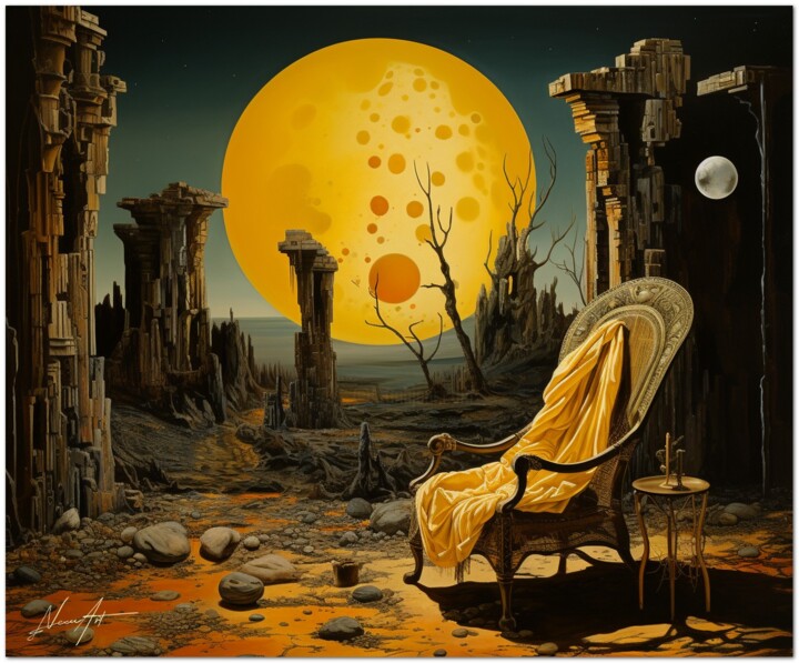 Arte digitale intitolato "Serenità Lunare" da Andrea La Martina (NEXA ART), Opera d'arte originale, Collage digitale Montato…