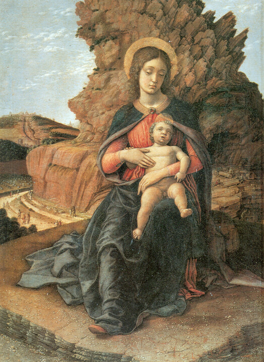 Malerei mit dem Titel "La Madone de la car…" von Andrea Mantegna, Original-Kunstwerk, Tempera