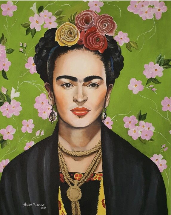 Malerei mit dem Titel "Frida Khalo" von Andrea Mariano, Original-Kunstwerk, Acryl