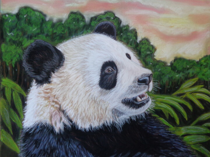 Pintura intitulada "Panda bear" por Andrea Napolitano, Obras de arte originais, Pastel