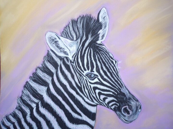 Malerei mit dem Titel "Baby zebra" von Andrea Napolitano, Original-Kunstwerk, Pastell