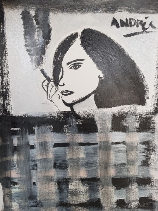 Painting titled "Jeune femme à la ci…" by Andréa Pardineille, Original Artwork