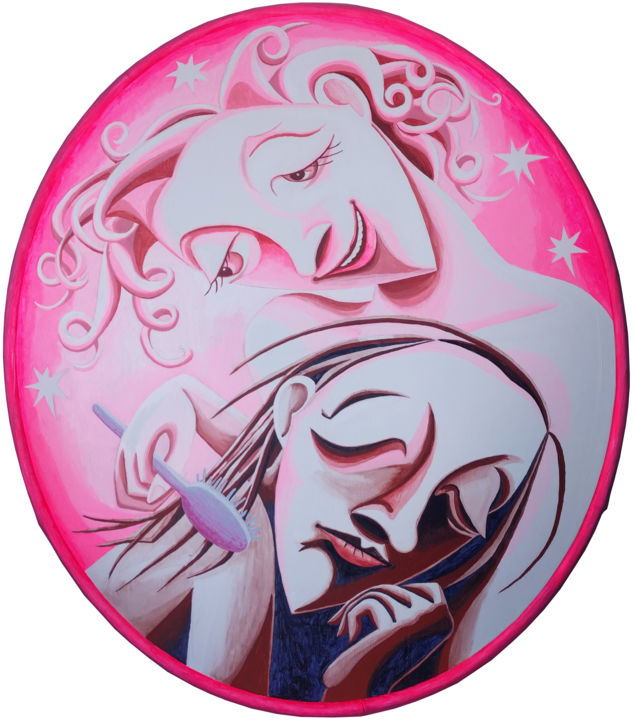 Peinture intitulée "Girlfriend Daydream" par Andrea Riegler, Œuvre d'art originale, Acrylique