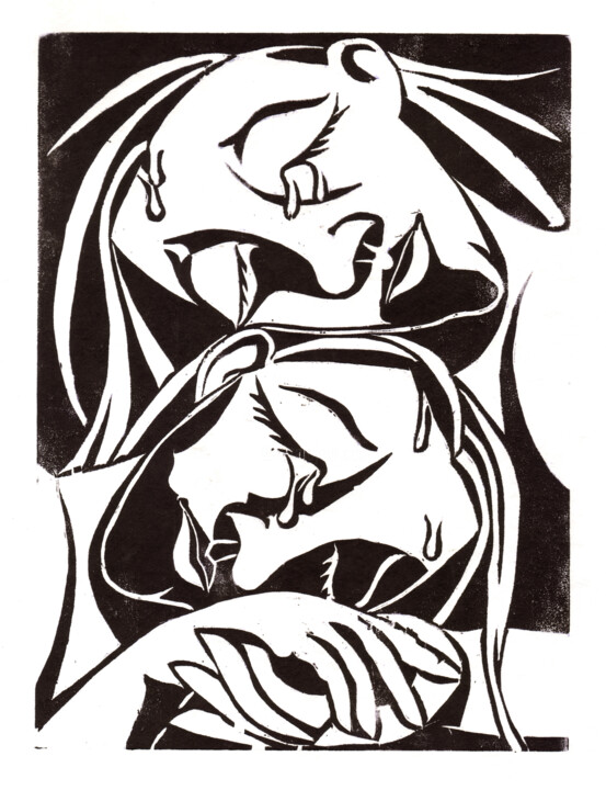 "Weiblicher Trost" başlıklı Baskıresim Andrea Riegler tarafından, Orijinal sanat, Ksilografi