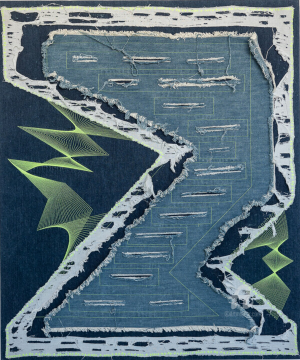 Arte textil titulada "Fluo" por Andrea Simone Peruzzo, Obra de arte original, Tela