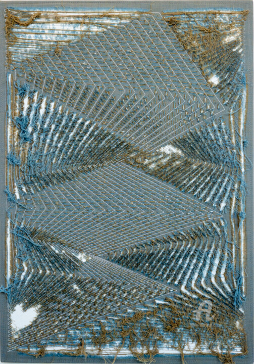 Textile Art με τίτλο "Sopravvento" από Andrea Simone Peruzzo, Αυθεντικά έργα τέχνης, Κέντημα Τοποθετήθηκε στο Ξύλινο φορείο…
