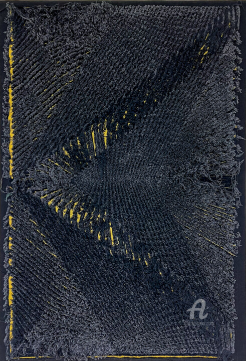 Textile Art titled "Fili di Cenere" by Andrea Simone Peruzzo, Original Artwork, Textile fiber Mounted on Wood Stretcher frame