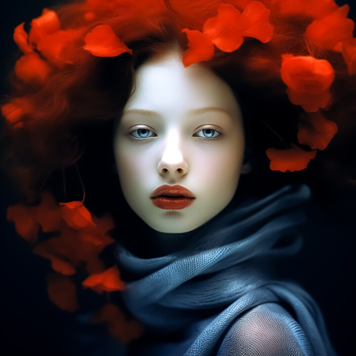 Digital Arts titled "Autumn Girl" by Andrea Tscherbner, Original Artwork, AI generated image