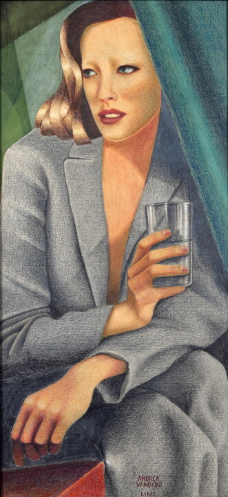 Painting titled "WOMAN WITHOUT EYEBR…" by Andrea Vandoni, Original Artwork, Gouache