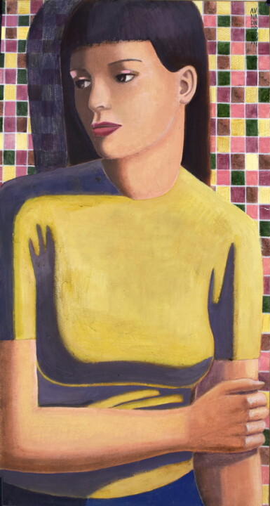 Painting titled "GIRL" by Andrea Vandoni, Original Artwork, Gouache