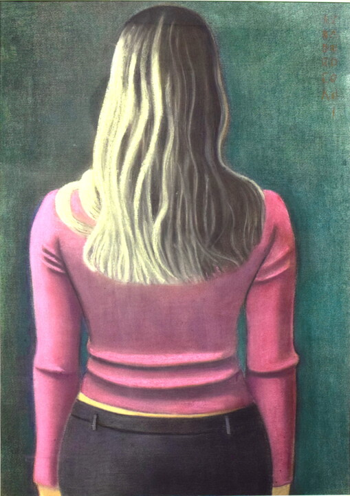 Painting titled "PORTRAIT OF A GIRL" by Andrea Vandoni, Original Artwork, Pastel Mounted on Cardboard