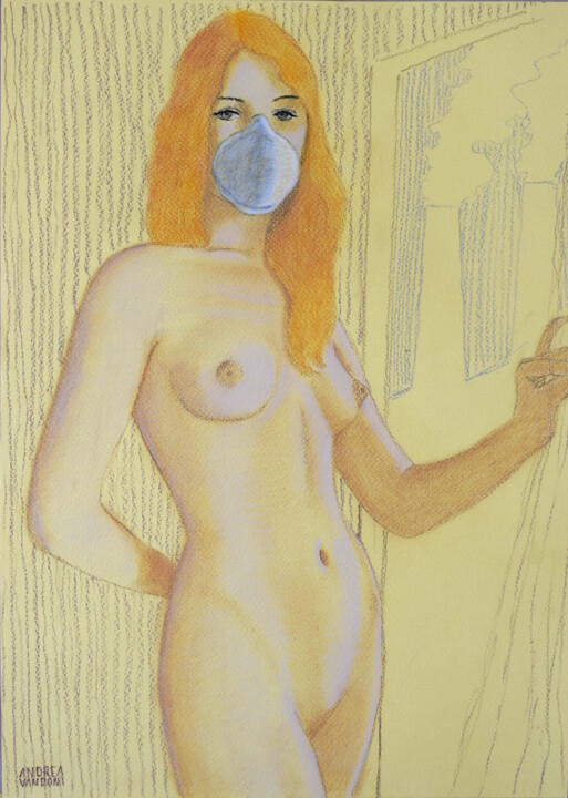 Drawing titled "STUDIO 58" by Andrea Vandoni, Original Artwork, Pastel Mounted on Cardboard