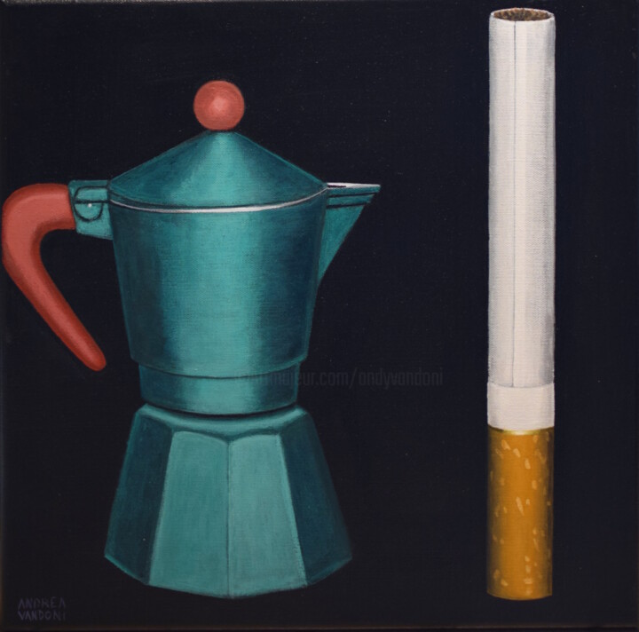 Painting titled "COFFEE AND CIGARETT…" by Andrea Vandoni, Original Artwork, Acrylic