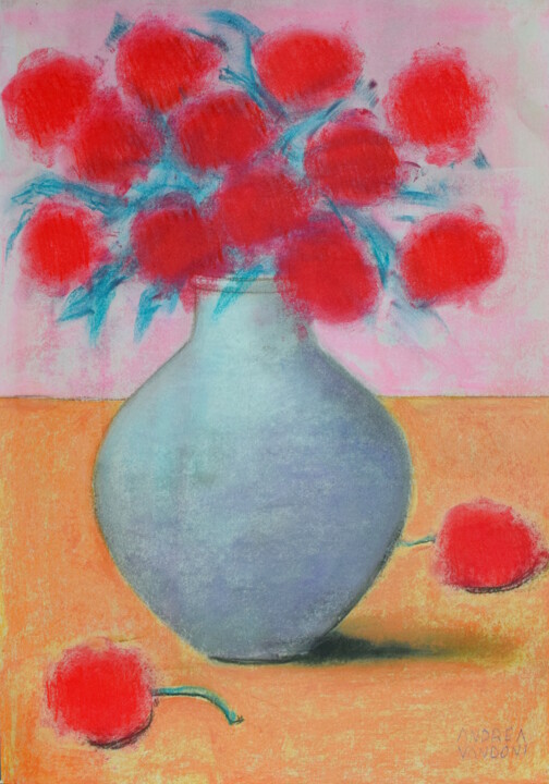 Tekening getiteld "VASE OF FLOWERS - 5…" door Andrea Vandoni, Origineel Kunstwerk, Pastel