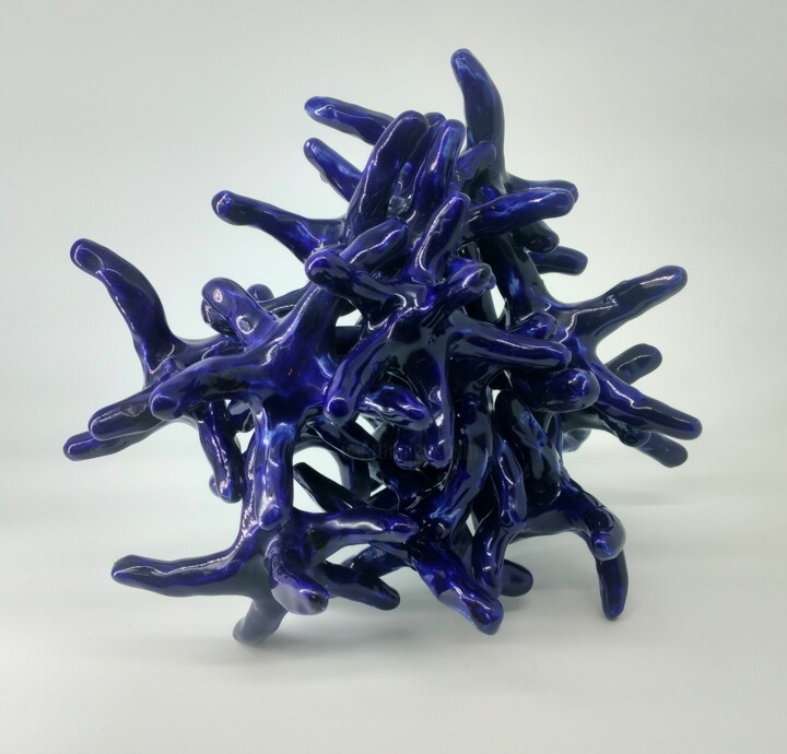 Sculpture titled "Nebulosa blù" by Andrea Viviani, Original Artwork, Ceramics