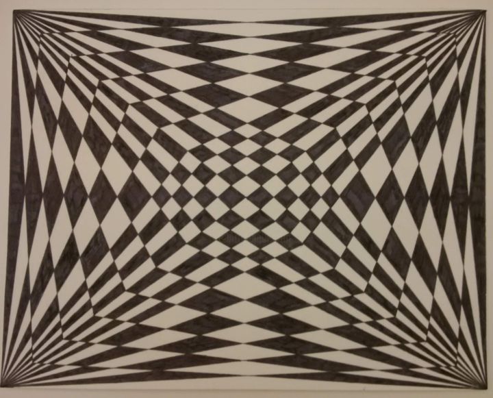Dessin intitulée "Circular Waves / Va…" par Andregeometricart, Œuvre d'art originale, Encre