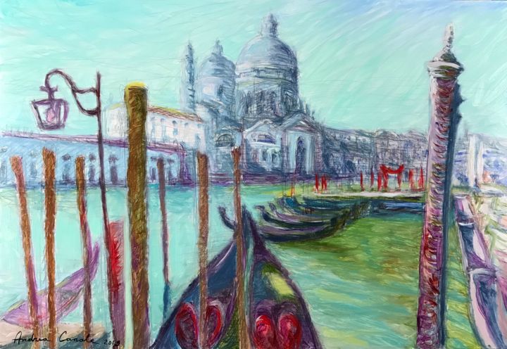 Painting titled "Venezia" by Andrea Canale, Original Artwork, Oil