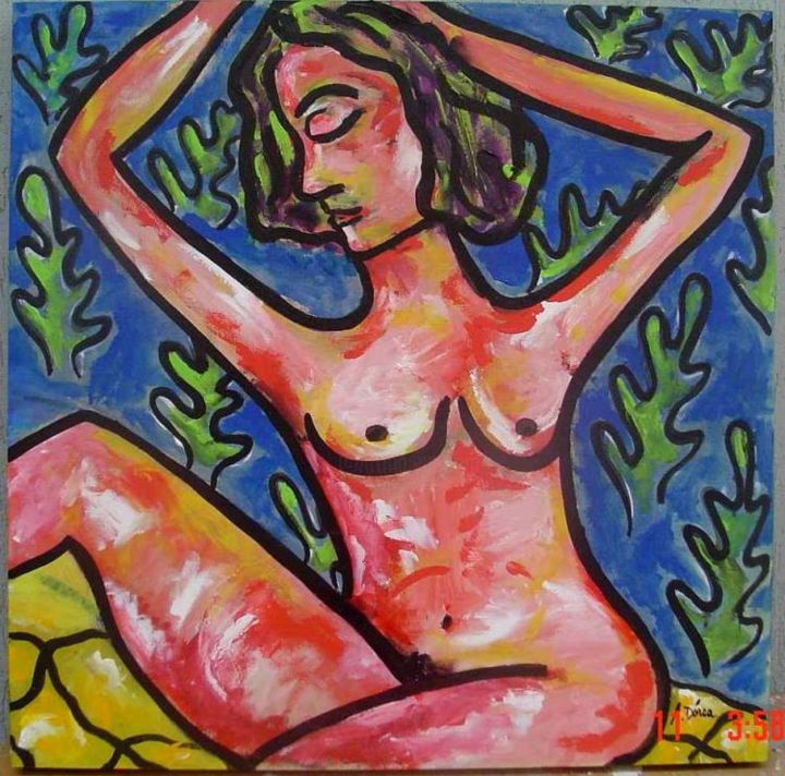 Painting titled "Nua/ Naked" by Andréa Dórea, Original Artwork