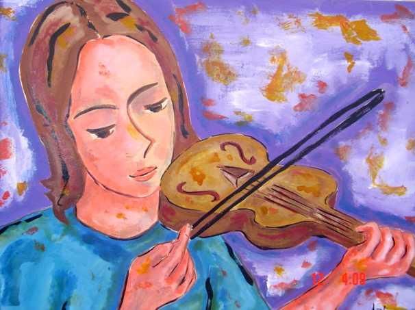 Pintura intitulada "Violino / Violin" por Andréa Dórea, Obras de arte originais