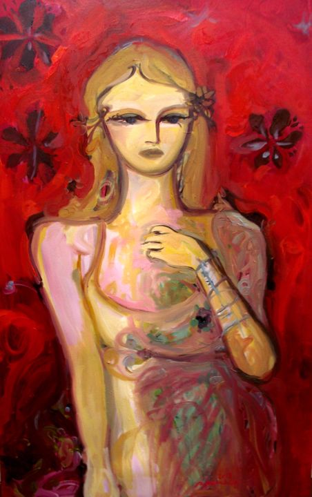 Pintura intitulada "LADY ROSE    -   Da…" por Andrea Pandolfi, Obras de arte originais, Óleo