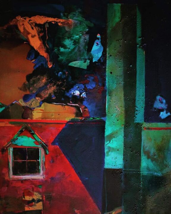 Peinture intitulée "Houses of the red Q…" par Andreas Giannoutsos, Œuvre d'art originale, Acrylique