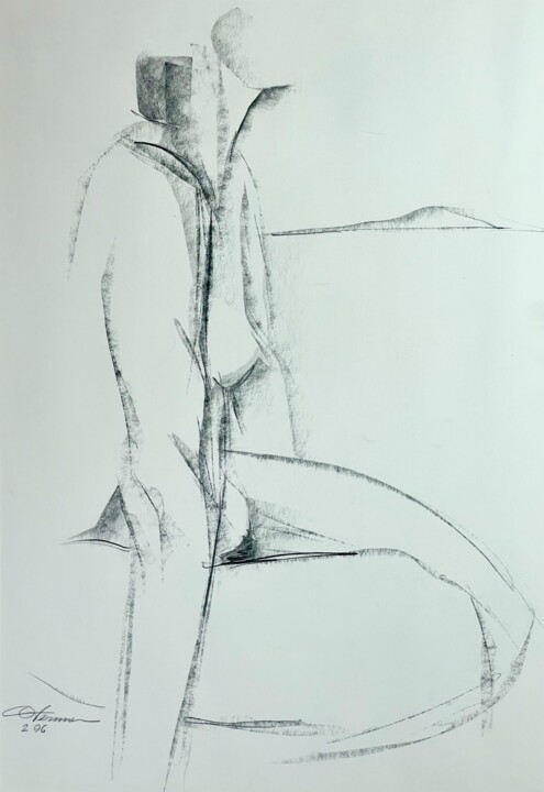 Drawing titled "Akt #2" by Andreas Ostermann, Original Artwork, Pencil