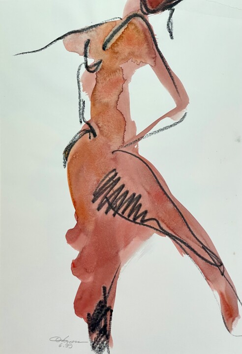 Painting titled "Tanz #6" by Andreas Ostermann, Original Artwork, Watercolor