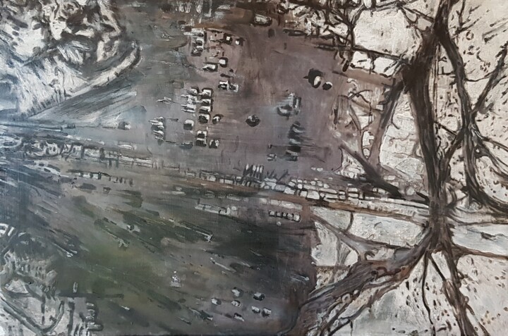 Malerei mit dem Titel "Invasion 24.2.2022" von Andreas Roser, Original-Kunstwerk, Acryl