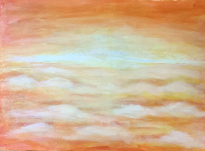 Malerei mit dem Titel "Oranger Himmel" von Andreas Wolf Von Guggenberger, Original-Kunstwerk, Acryl