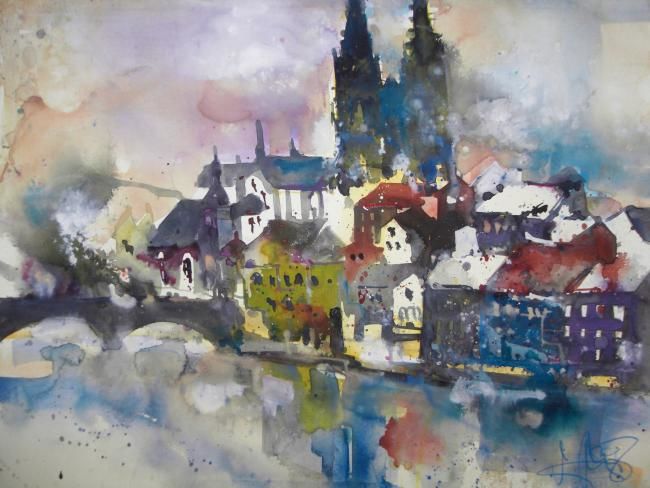 Painting titled "Regensburg" by Andreas Mattern, Original Artwork