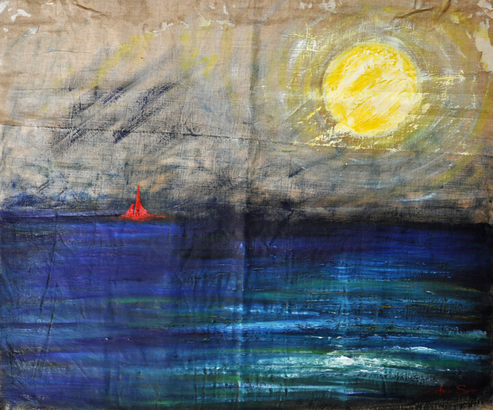 Pittura intitolato "Verso l'orizzonte e…" da Andrea Speziali, Opera d'arte originale, Olio