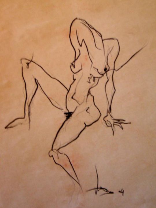 Disegno intitolato "nudo2" da Andrea Volterra, Opera d'arte originale