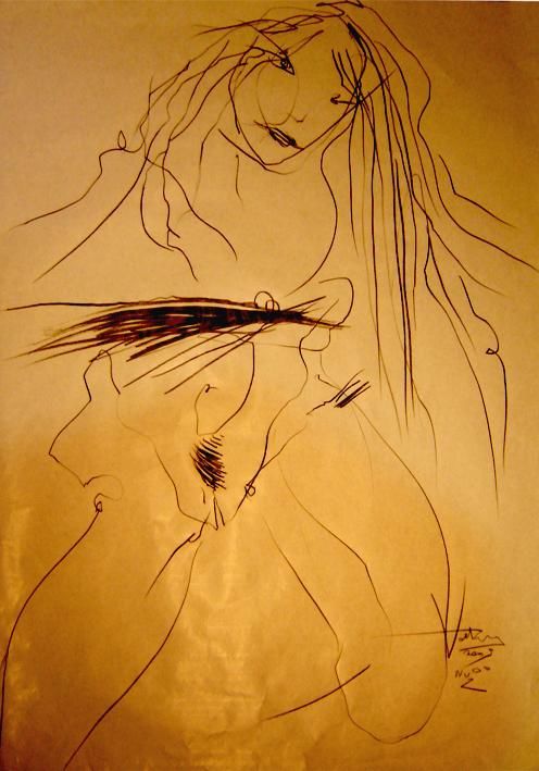 Disegno intitolato "nudo 4" da Andrea Volterra, Opera d'arte originale