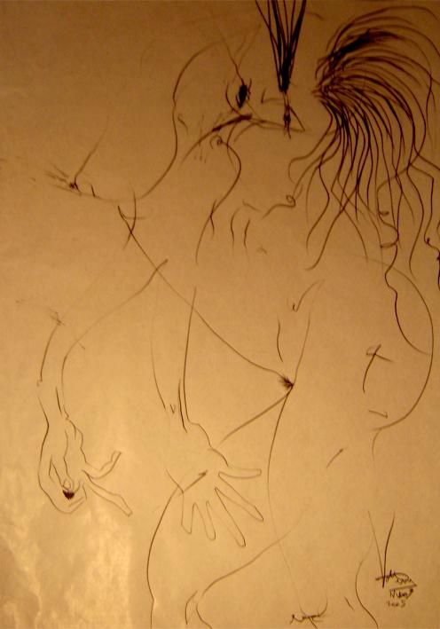 Disegno intitolato "nuda5" da Andrea Volterra, Opera d'arte originale