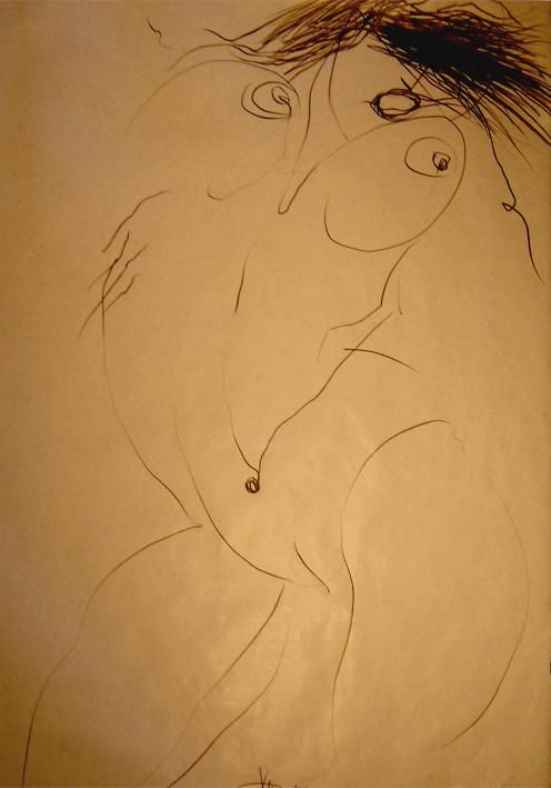 Disegno intitolato "nudo 6" da Andrea Volterra, Opera d'arte originale