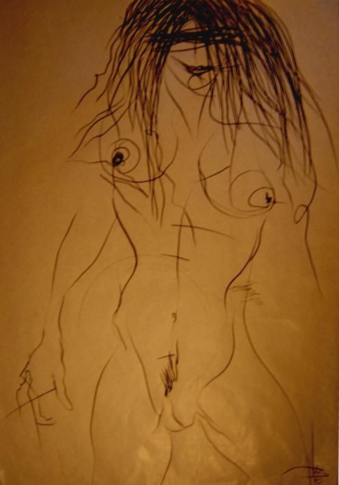 Disegno intitolato "nudo 7" da Andrea Volterra, Opera d'arte originale