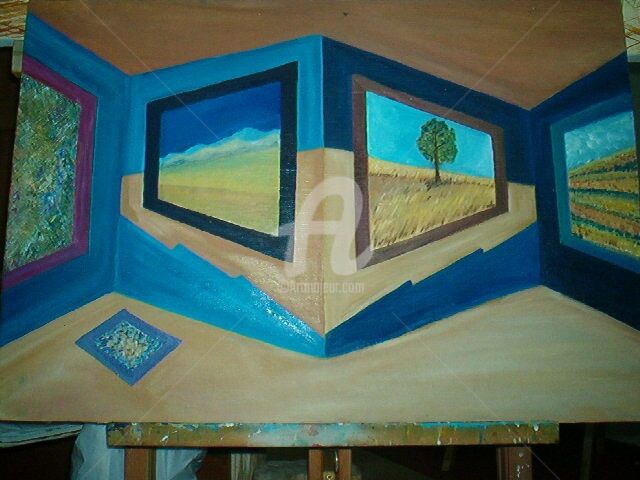 Painting titled "A galeria de Arte" by André Da Luz (luxbridge), Original Artwork, Oil