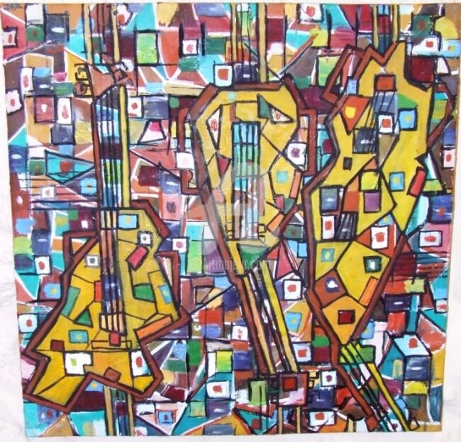 Pittura intitolato "Guitarras do Jazz" da André Da Luz (luxbridge), Opera d'arte originale