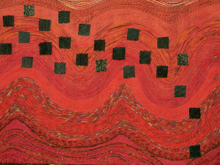 Collages intitulée "Le rouge et le noir" par Andrée Laffargue, Œuvre d'art originale, Collages Monté sur Panneau de bois