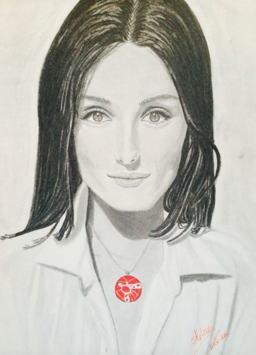 Disegno intitolato "Olivia Palermo" da Andreea Chirila, Opera d'arte originale, Carbone