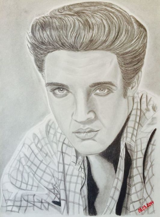 图画 标题为“Elvis Presley” 由Andreea Chirila, 原创艺术品, 木炭