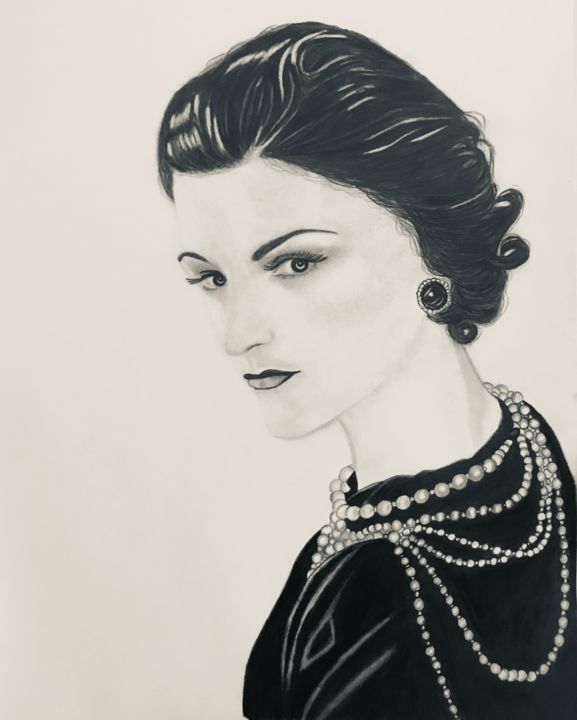 Drawing titled "Coco Chanel" by Andreea Chirila, Original Artwork