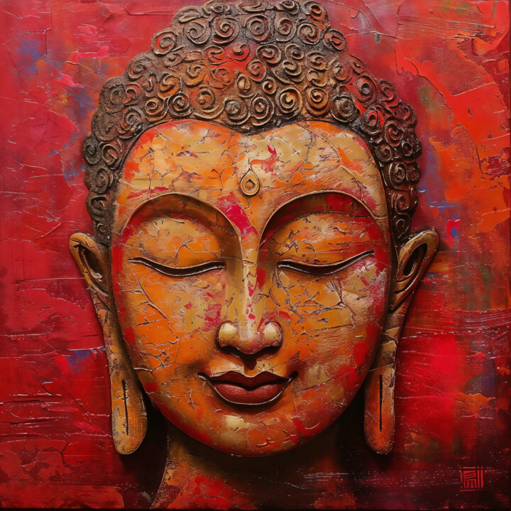 Digitale Kunst getiteld "Buddha Serenity" door Andreea Dobos, Origineel Kunstwerk, Digitaal Schilderwerk