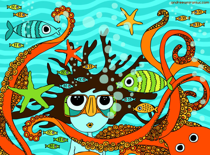 数字艺术 标题为“Underwater” 由Andreea Mironiuc, 原创艺术品, 数字油画